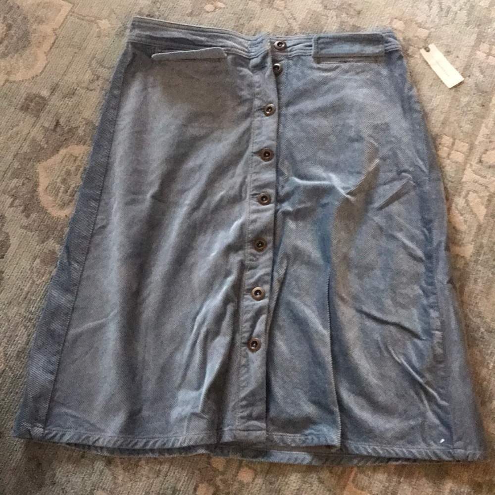 Anthropologie blue cord mid skirt